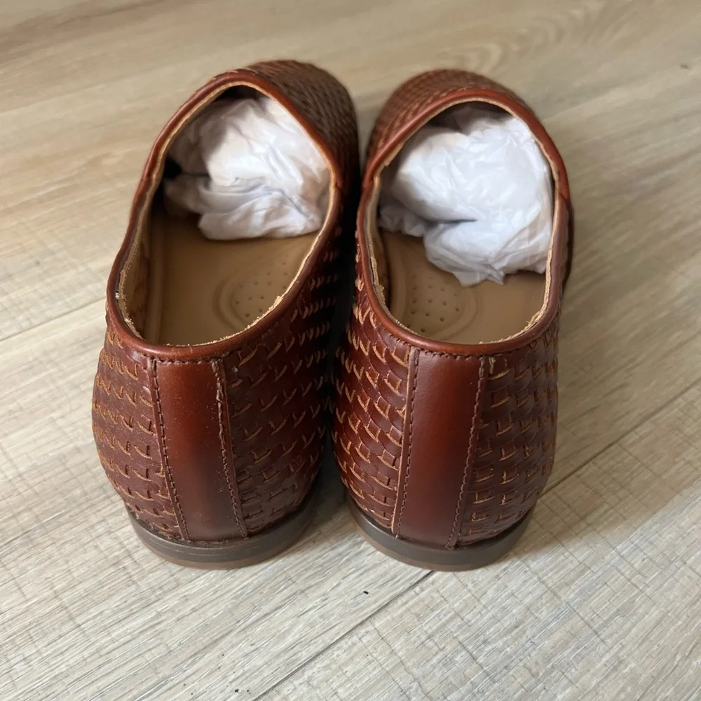 NEW Nisolo Alejandro slip on leather shoe woven brandy - Picture 6 of 13